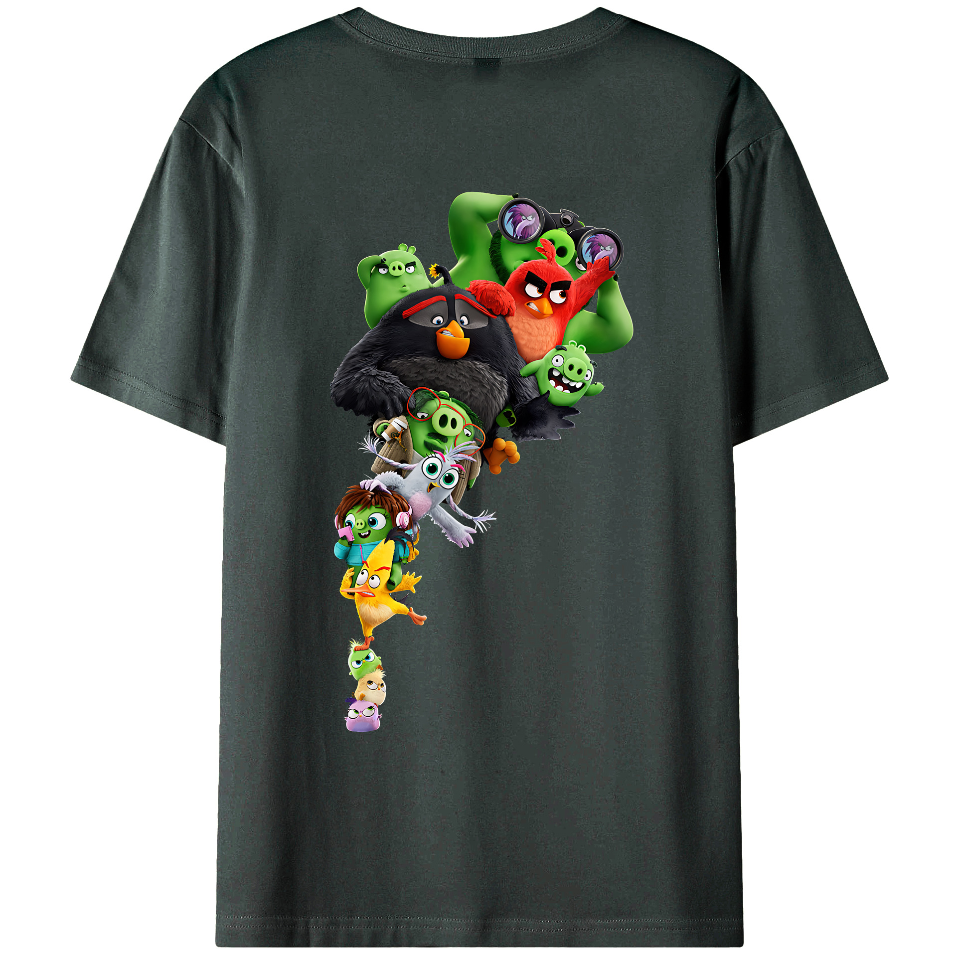 （画像用） Angry Birds アングリーバード 綿100％ メンズ半袖Tシャツ（バックプリント） 通気性